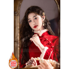 批发加绒加厚红色旗袍敬酒服新娘2025款高端修身<b class='q'>秋</b>冬季加绒高级感订婚