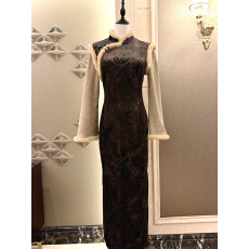 批发加绒加厚黑色长袖修身改良冬季旗袍2025新款高级感日常可穿