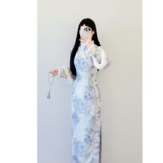 批发加绒加厚【冰澜】旗袍2025款中式改良气质长袖连衣裙国风日常修身