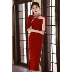 批发旗袍<b class='q'>敬酒</b><b class='q'>服</b><b class='q'>新娘</b>高级感气质长袖少女年轻款改良结婚新中式长款
