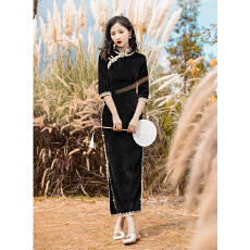 批发老<b class='q'>上海</b>长<b class='q'>旗袍</b>2026年春夏季新款中国风复古日常可穿长袖连衣裙