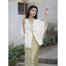 批发针织披肩配旗袍外搭2026新款复古民国风文艺少女短款开衫外套