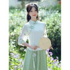 批发民国风女修身旗袍上衣薄款汉元素日常<b class='q'>汉服</b>套装文艺气质<b class='q'>唐装</b>茶艺服