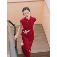 批发2026夏季新款新中式旗袍「蝴蝶兰」<b class='q'>新娘</b>红色订婚<b class='q'>敬酒</b>礼<b class='q'>服</b>连衣裙