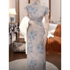 批发【浅夏繁花】2026年<b class='q'>新款</b>新中式改良小个子中长款气质显瘦优雅<b class='q'>旗袍</b>