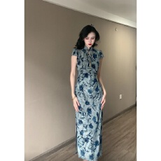 批发【月瑶】玉簪记旗袍夏季新中式日常显瘦年轻高级感旗袍连衣裙长