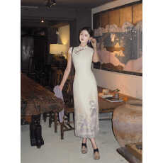 批发千禧新中式碎花改良旗袍连衣裙女春季短袖日常连衣裙