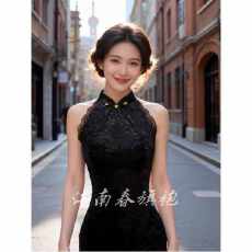 批发【夜玫瑰】夏季新款日常复古新中式收腰气质显瘦改良旗袍连衣裙