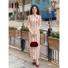 批发新中式连衣裙2026正流行超好看改良气质无袖印花旗袍裙女