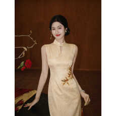 批发新中式<b class='q'>旗袍</b>敬酒服<b class='q'>新娘</b>刺绣流苏2026新款高端轻奢订婚礼服女香槟金