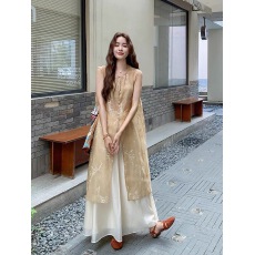 批发清冷贵气感穿搭套装女2026夏季新款气质国风印花长衫半身裙两件套