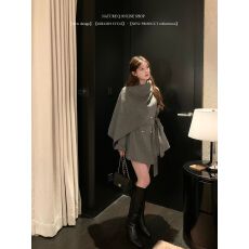 批发羚羊绒面料#天猫质量#韩系千金毛衣<b class='q'>外套</b>大披肩围巾斗篷羊毛<b class='q'>大衣</b>女