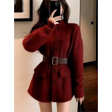 批发韩系高级感收腰显瘦针织<b class='q'>连衣裙</b>2026秋冬新款超好看的冬装毛衣短裙