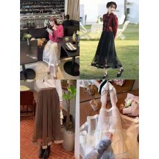 批发2026春夏新款胖m'm蕾丝网纱半身裙女中长款高腰显瘦a字<b class='q'>长裙</b>大摆裙