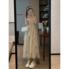 批发原版面料！吊带连衣裙海边度假连衣裙子夏季沙滩吊带裙长裙新三亚