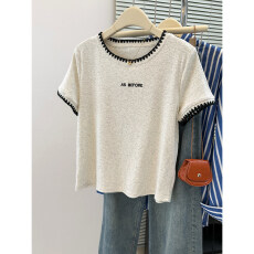 批发<b class='q'>纯棉</b>罗纹夏季字母刺绣短袖T恤女宽松显瘦韩版<b class='q'>打底衫</b>内搭半袖上衣
