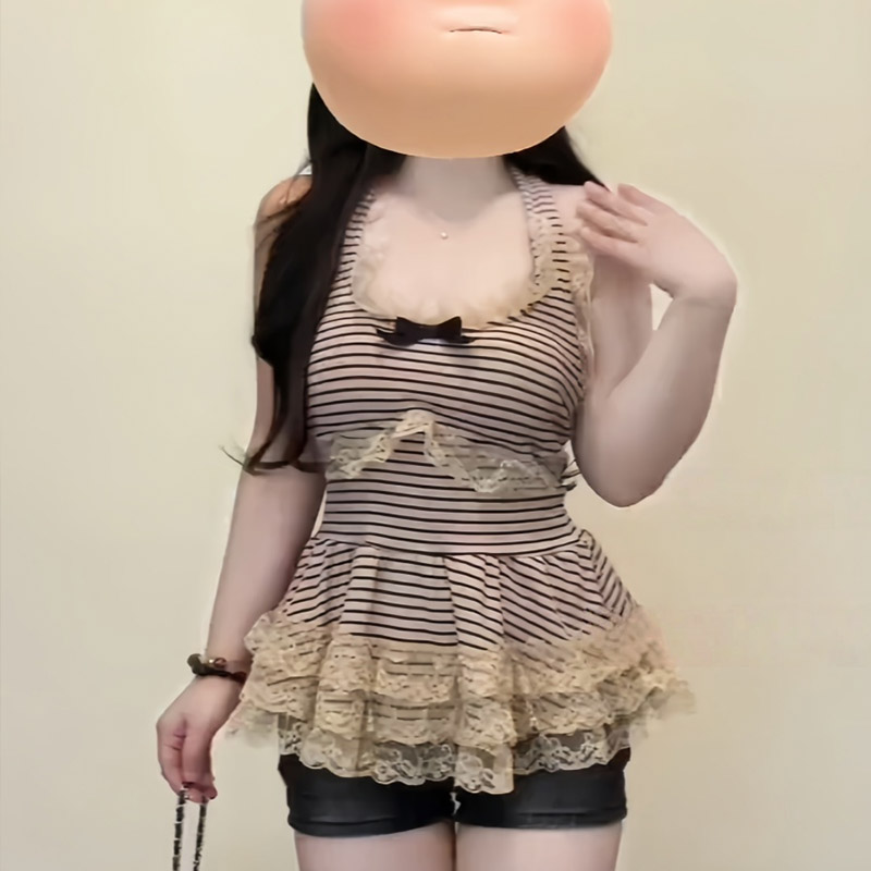 경관 그림 정가 원본 원단 벨트 가슴 패드 무거운 작업 레이스 나비 매듭 행침 목 허리 수축 캐미솔 맨위