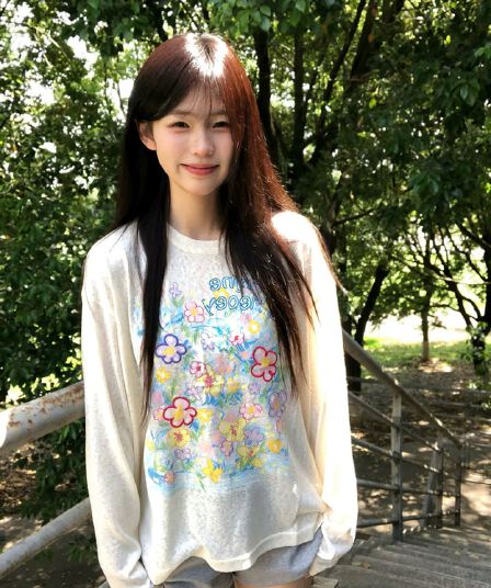 한 부서 레트로 패치워크 식물 꽃무늬 알파벳 살구 색상 자외선 차단 의류 여성 여름 루즈핏 슬림해 보이는 느슨함 센스 맨위 트렌디
