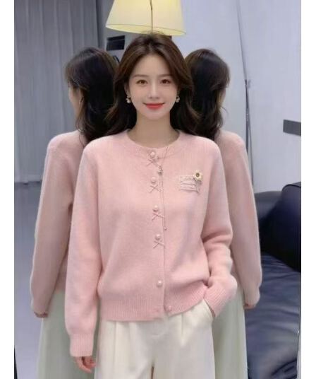 한 부서 달콤함 부드럽다 편안함 연령 감소 니트 스웨터 여성 2026 봄 가을 새로운 외국 가스 패션 오픈 가디건 스웨터