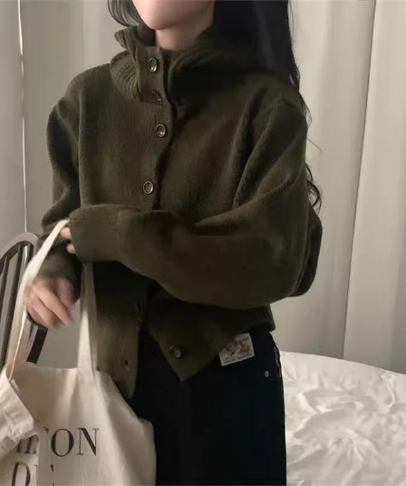 26 가을 겨울 한 부서 캐주얼 다용도 미니멀리즘 후드 단추 두꺼운 스웨터 코트 니트 오픈 가디건 맨위