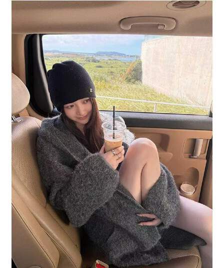 가을 겨울 루즈핏 새로운 오트밀 달콤한 차 플러시 플러시 따뜻한 센스 느긋한 부담하지 마세요. 센스 지퍼 후드 스웨터 카디건 코트