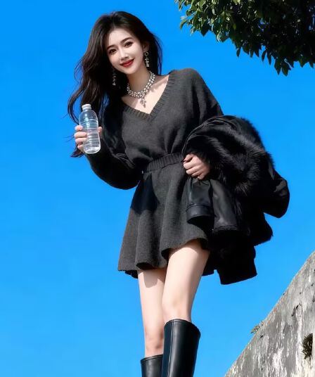한 부서 ootd 착용 가져 가라. 2026 슈퍼 화재 고유 한 아름다운 자이언트 잘 생긴 겨울 의류 에이즈 환자 치마 미니 스커트 세트 여성 새로운