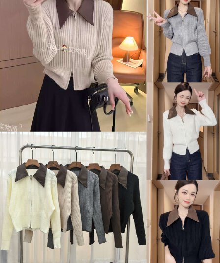 한 부서 연령 감소 달콤한 차가운 핫걸 외출용 페이크 레이어드 스웨터 여자 가을 겨울 새로운 슬림해 보이는 패치워크 폴로 칼라 재킷