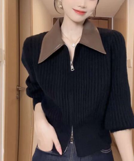 한 부서 다용도 스웨터 여성 조기 가을 2026 가을 새로운 외국 가스 패션 부드러운 찹쌀 니트 오픈 가디건 짧은 외투