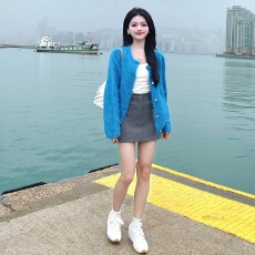 批发慵懒风马海毛水<b class='q'>貂绒</b>毛衣<b class='q'>外套</b>女冬软糯宽松小众百搭松弛感针织开衫
