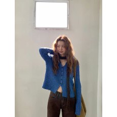 批发DIAMOND◆告白坐标 <b class='q'>韩版</b>宽松温柔风长袖毛衣外套肌理感针织开衫