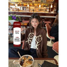 批发火柴<b class='q'>人</b>系列针织开衫毛衣外套女短款拉链衫小众上衣2026新款