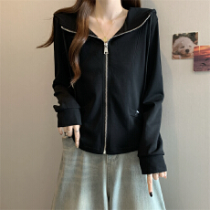 批发实拍<b class='q'>胖</b><b class='q'>MM</b><b class='q'>秋季</b>新款韩版纯色连帽拉链时尚显瘦宽松百搭休闲运动卫衣