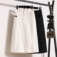 批发实拍春<b class='q'>夏</b>款大码宽松弹力牛仔半身裙胖MM设计感显瘦中长款A字裙