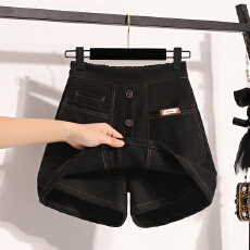 批发实拍冬款欧版松紧腰大码毛呢加厚防走光裙裤胖MM显瘦A字裙半身裙