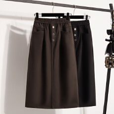 批发实拍冬款韩版显瘦<b class='q'>大码</b>宽松毛呢加厚半身裙胖MM松紧腰简约<b class='q'>打底裙</b>