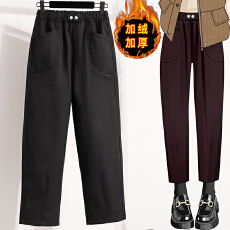 批发实拍冬新款大码加绒加厚松紧腰宽松<b class='q'>哈伦</b>裤胖MM高腰显瘦休闲<b class='q'>女裤</b>