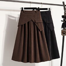 批发实拍春款大码松紧腰打底中长款裙高腰胖mm显瘦遮胯A字针织半身裙