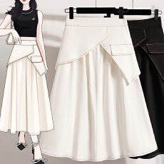 批发实拍春<b class='q'>夏</b>大码松紧腰牛仔中长款裙高腰胖mm显瘦遮胯A字休闲半身裙