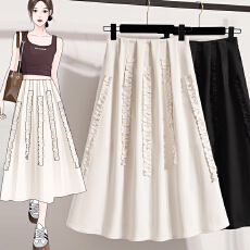 批发实拍春<b class='q'>夏</b>新款大码女装宽松蕾丝A字半身裙胖MM显瘦中长款休闲裙