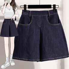 批发实拍夏新款大码宽松加内衬防走光牛仔半身裙胖MM松紧腰度假A字裙