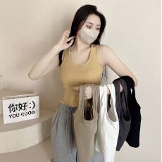 批发#带胸垫性感后背镂空美背吊带背心女内搭外穿新款无袖上衣