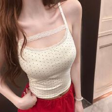 批发-带胸垫抹胸蕾丝波点小吊带女内搭2026新款无袖上衣美背心