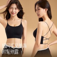 批发交叉细闪肩带粉底液隐形吊带美背性感外穿露背抹胸<b class='q'>无袖</b>上衣