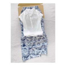 批发时尚洋气减龄清冷松弛感短袖白色衬衫<b class='q'>裤</b>子<b class='q'>套装</b>女2026夏超火两件套