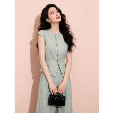 批发轻熟优雅风无袖衬衫长<b class='q'>裤</b>两件套<b class='q'>装</b>女士通勤显瘦<b class='q'>气质</b>老钱风夏季新品