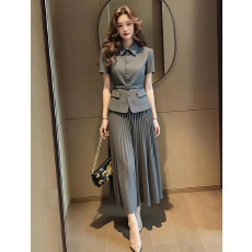 批发<b class='q'>夏</b>季淡人高知穿搭一整套干练气质高级感重要场合灰色西装职业套装