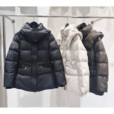 批发新款收腰扣连帽羽绒服新标90白鸭绒填充收腰和工装保暖羽绒服