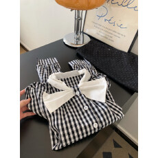 批发格子蝴蝶结宽松设计感长袖衬衫女上衣小个子2026新款超火减龄衬衣