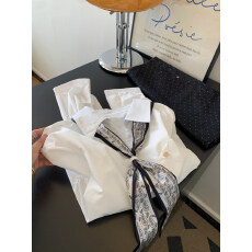 批发白色翻领系带设计感长袖衬衫<b class='q'>女</b>士上衣小个子2026<b class='q'>新款</b>超火减龄衬衣