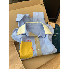 批发韩版通勤撞色拼接刺绣<b class='q'>衬衫</b>女2026春季新款设计感独特帅气小众上衣